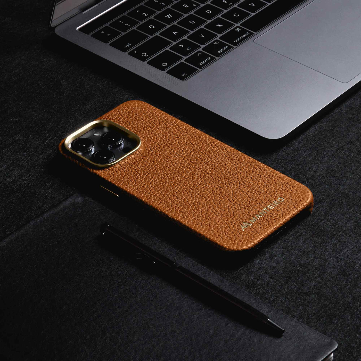 Grain Embossed Leather iPhone 14 Pro Max Case in Russet #color_russet