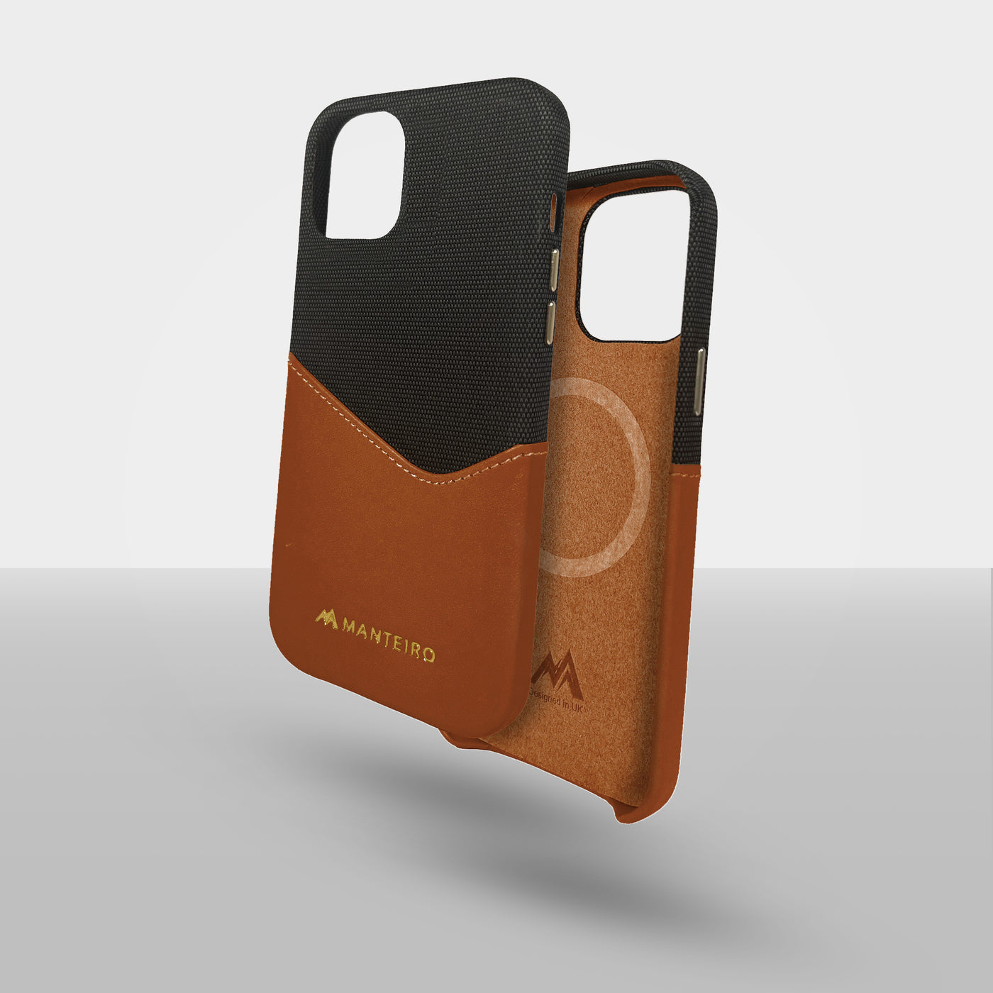 Card Pocket Leather iPhone 12 Case in Amber #color_amber