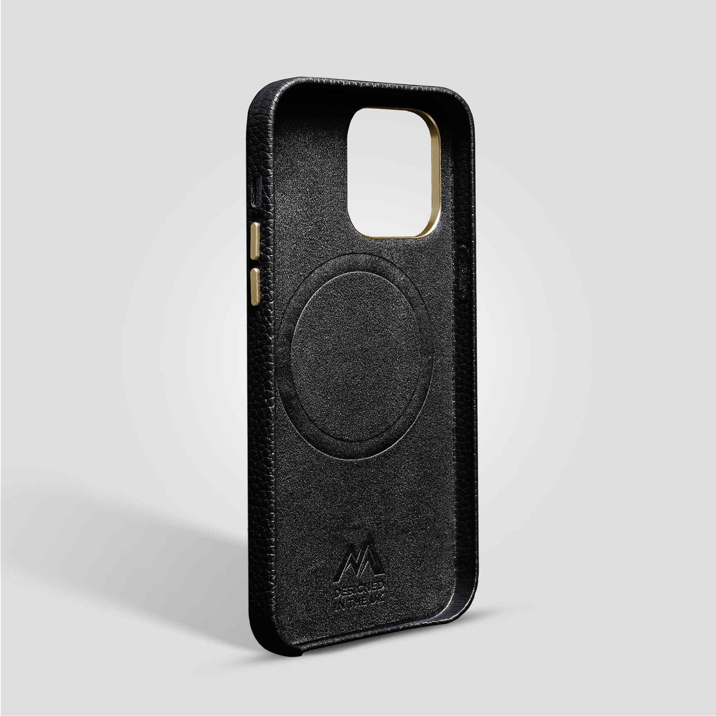 Grain Embossed Leather iPhone 14 Pro Max Case in Black #color_black