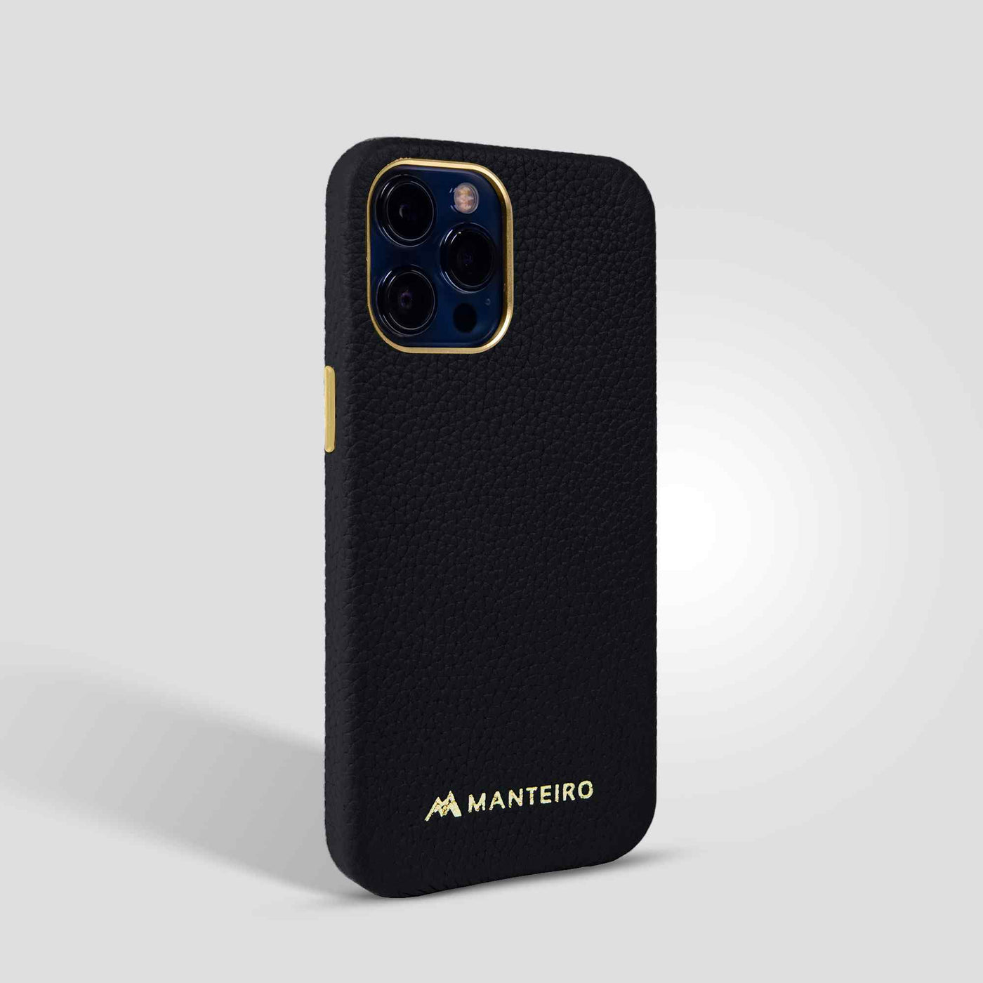 Grain Embossed Leather iPhone 12 Pro Max Case in Black #color_black