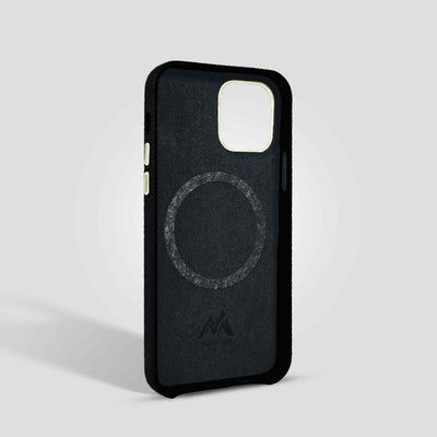Grain Embossed Leather iPhone 12 Pro Max Case in Black #color_black