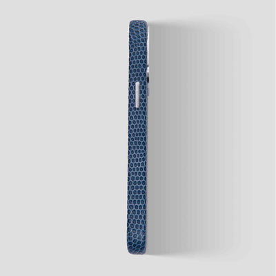 Serpent Hue Leather iPhone 13 Case in Blue #color_blue