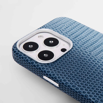 Serpent Hue Leather iPhone 13 Pro Case in Blue #color_blue