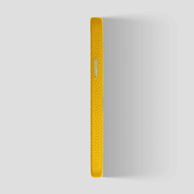 Grain Embossed Leather iPhone 12 Pro Max Case in Canary Yellow #color_canary-yellow