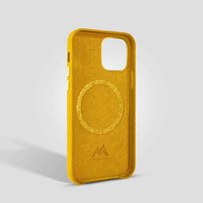 Grain Embossed Leather iPhone 13 Case in Canary Yellow #color_canary-yellow