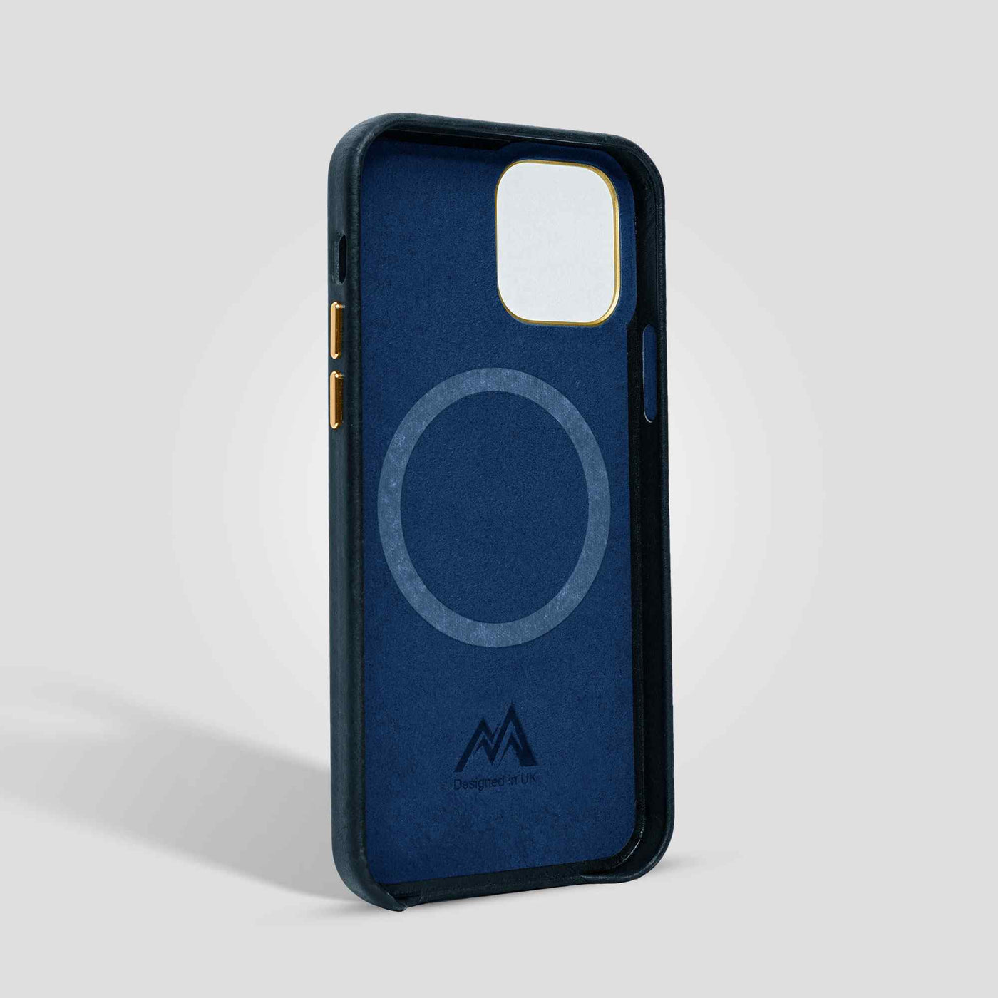 Classic Leather iPhone 12 Pro Max Case in Charcoal Blue #color_charcoal-blue