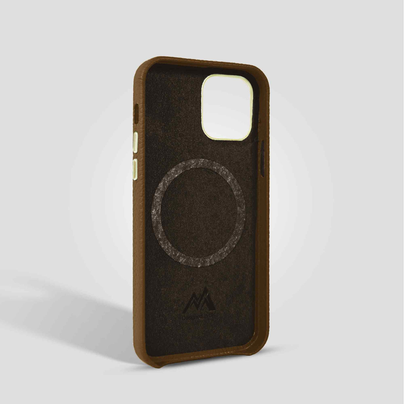 Grain Embossed Leather iPhone 12 Case in Coffee #color_coffee