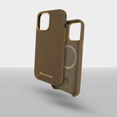 Grain Embossed Leather iPhone 13 Pro Max Case in Coffee #color_coffee
