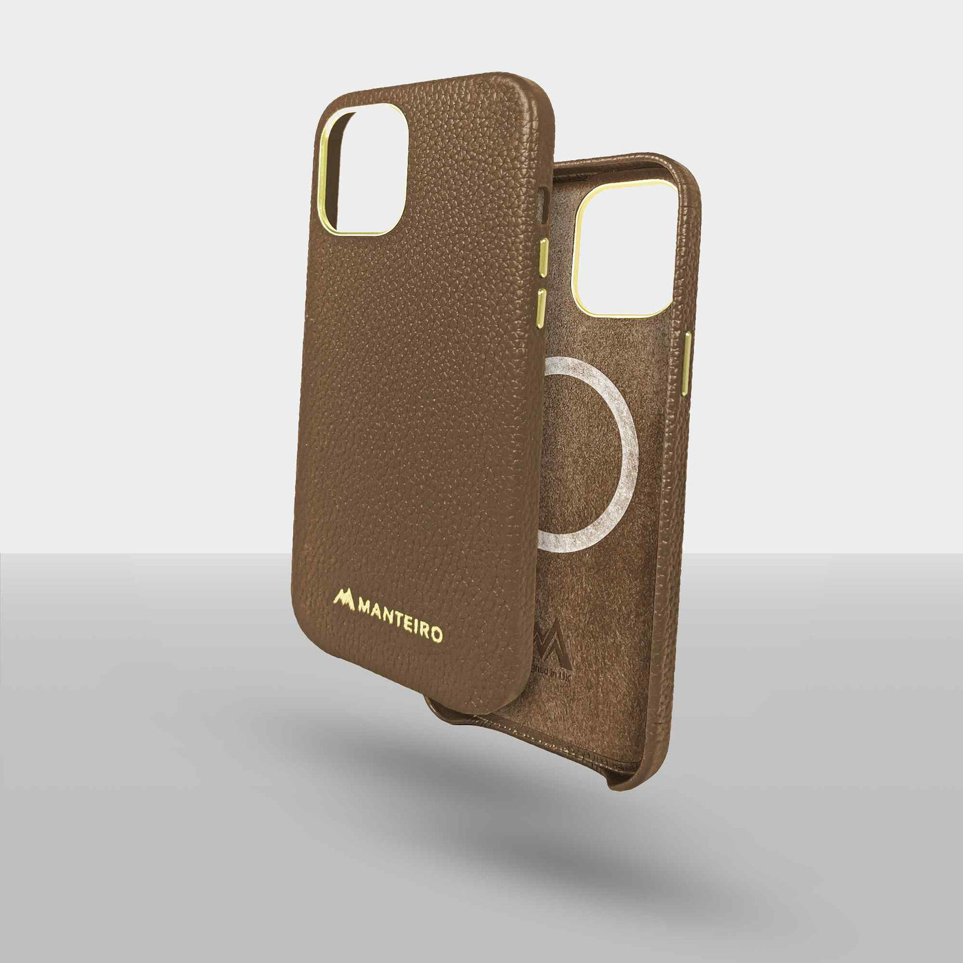 Grain Embossed Leather iPhone 12 Pro Max Case in Coffee #color_coffee