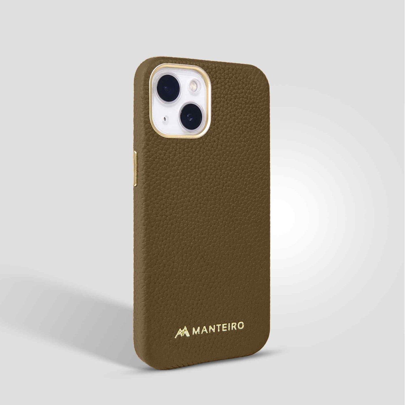 Grain Embossed Leather iPhone 13 Case in Coffee #color_coffee