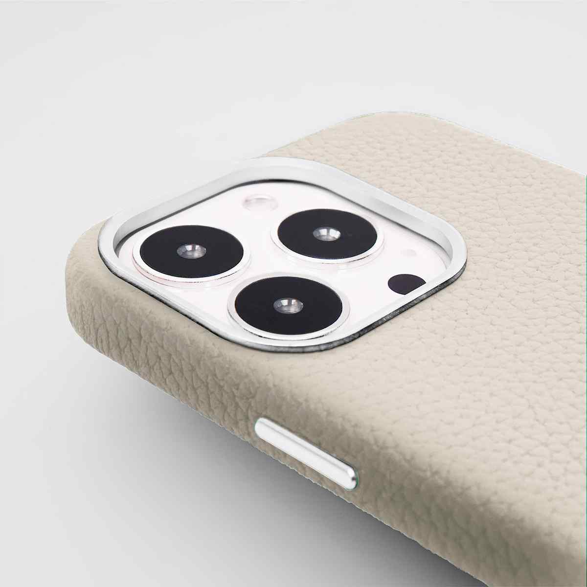 Grain Embossed Leather iPhone 13 Pro Max Case in Creamy White #color_creamy-white