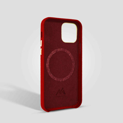 Grain Embossed Leather iPhone 12 Case in Crimson Red #color_crimson-red