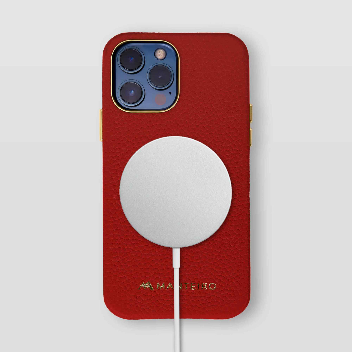 Grain Embossed Leather iPhone 12 Pro Max Case in Crimson Red #color_crimson-red
