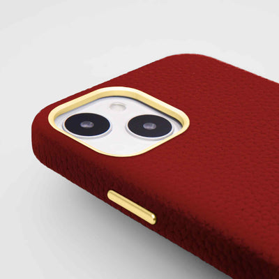 Grain Embossed Leather iPhone 13 Case in Crimson Red #color_crimson-red
