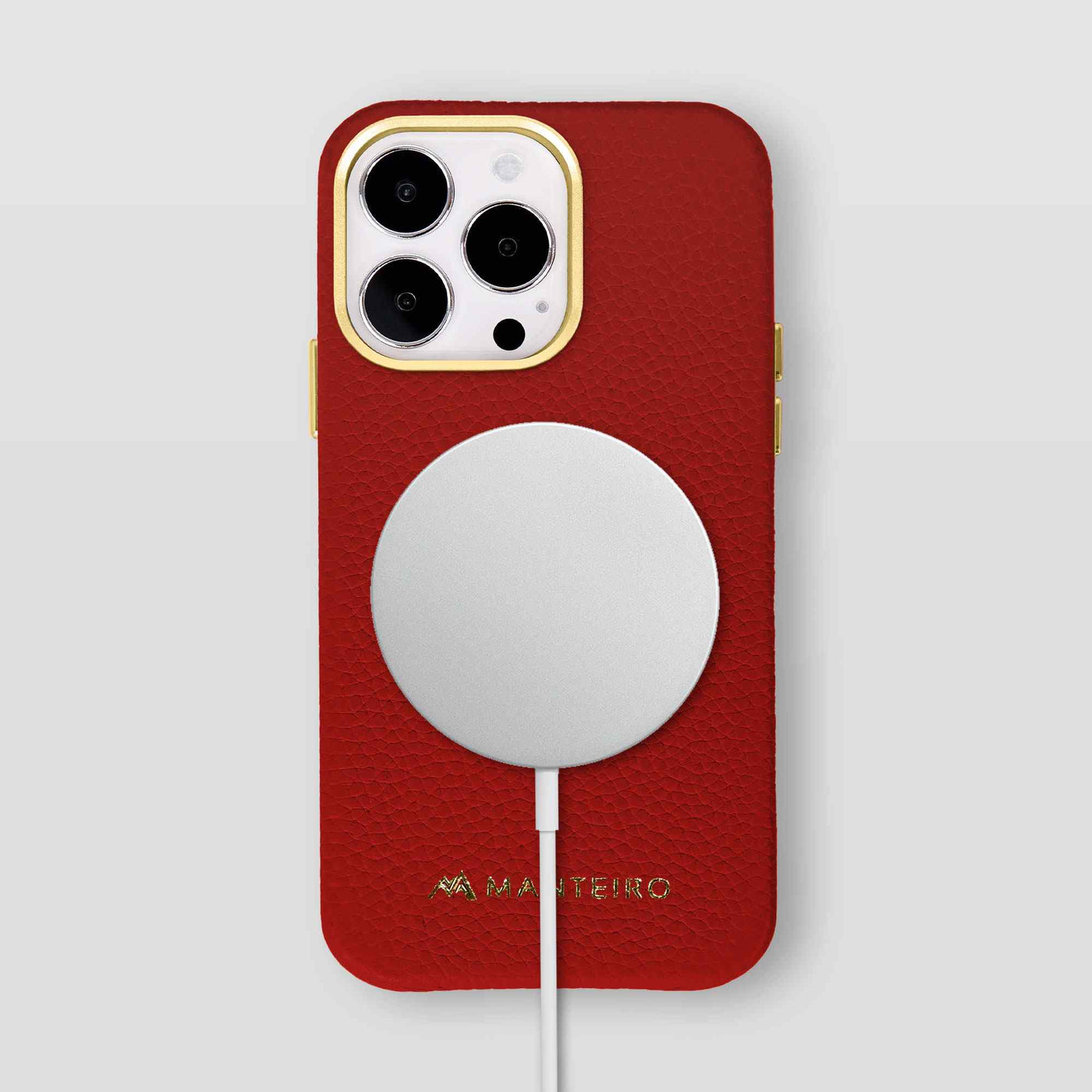 Grain Embossed Leather iPhone 13 Pro Case in Crimson Red #color_crimson-red