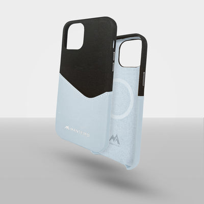 Card Pocket Leather iPhone 12 Case in Cyan #color_cyan