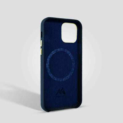 Grain Embossed Leather iPhone 13 Pro Max Case in Dark Blue #color_dark-blue