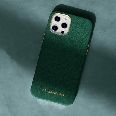 Grain Embossed Leather iPhone 12 Pro Max Case in Forest Green #color_forest-green