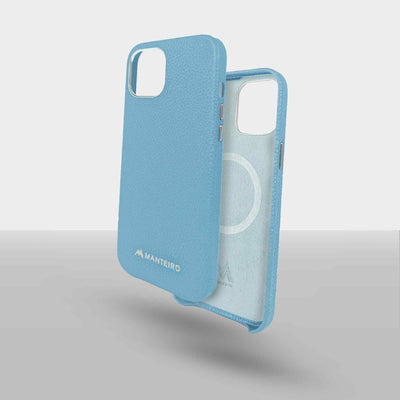 Grain Embossed Leather iPhone 12 Case in Frost Blue #color_frost-blue
