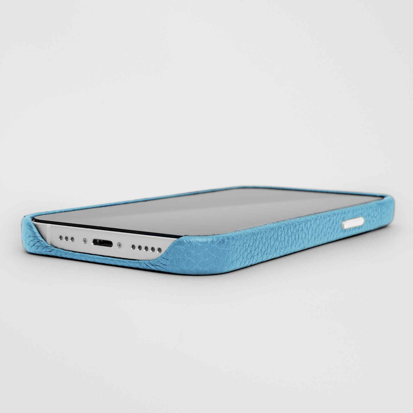 Grain Embossed Leather iPhone 13 Case in Frost Blue #color_frost-blue
