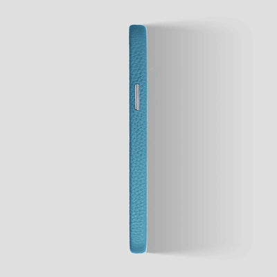Grain Embossed Leather iPhone 13 Pro Max Case in Frost Blue #color_frost-blue