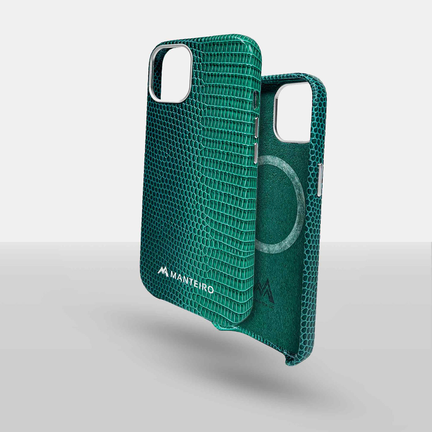 Serpent Hue Leather iPhone 13 Case in Green #color_green
