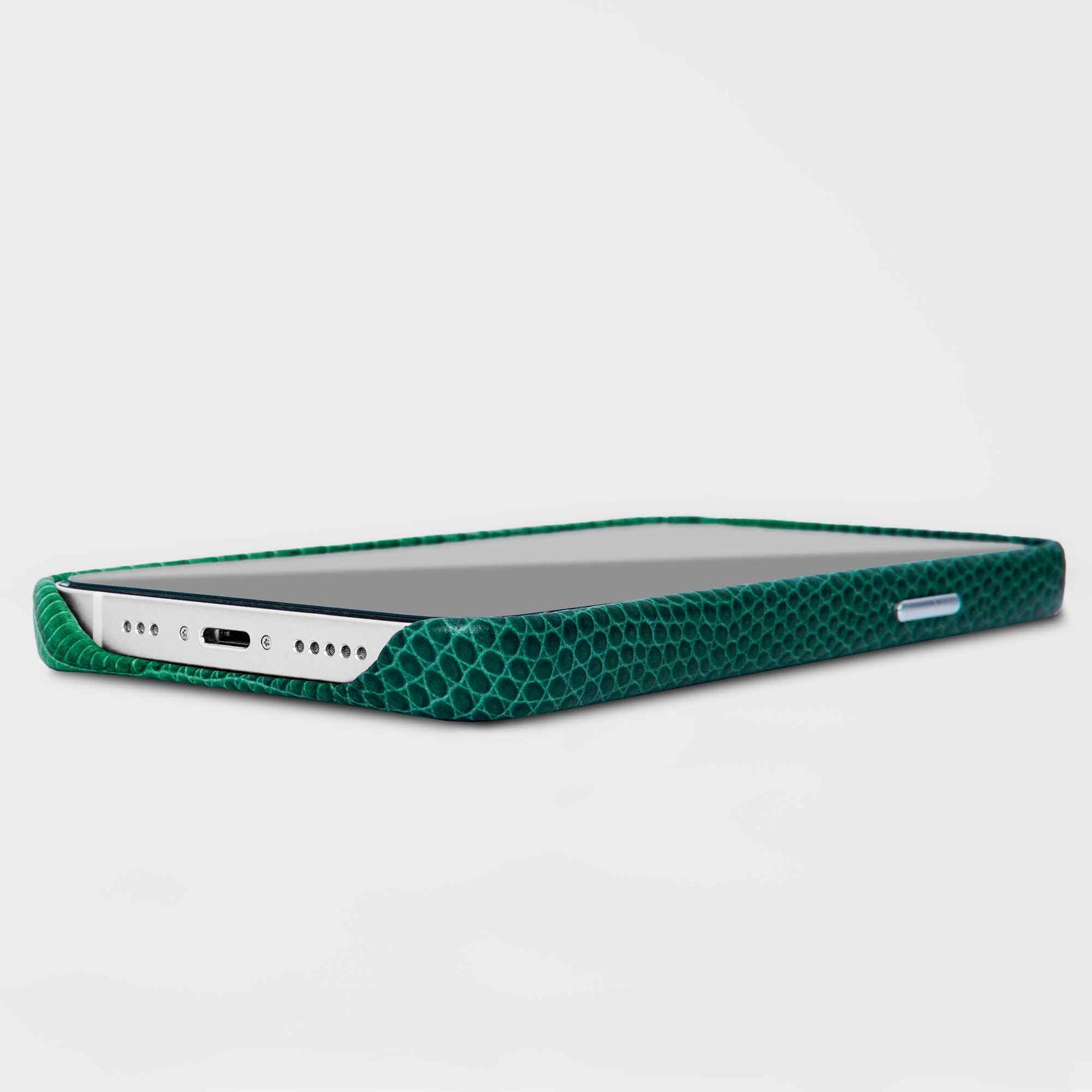 Serpent Hue Leather iPhone 13 Case in Green #color_green