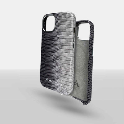 Serpent Hue Leather iPhone 13 Case in Grey #color_grey
