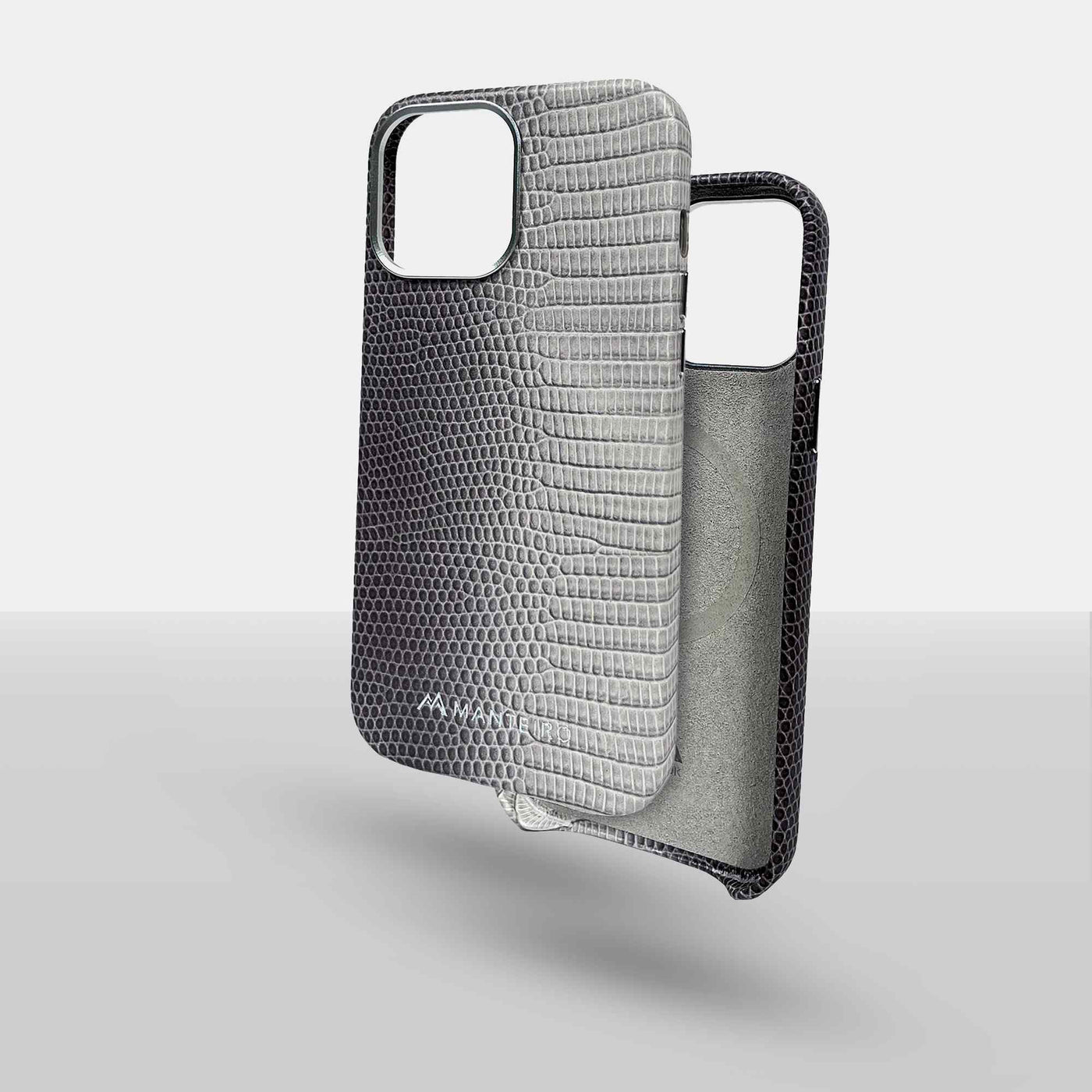 Serpent Hue iPhone 13 Pro Leather Case in Grey #color_grey