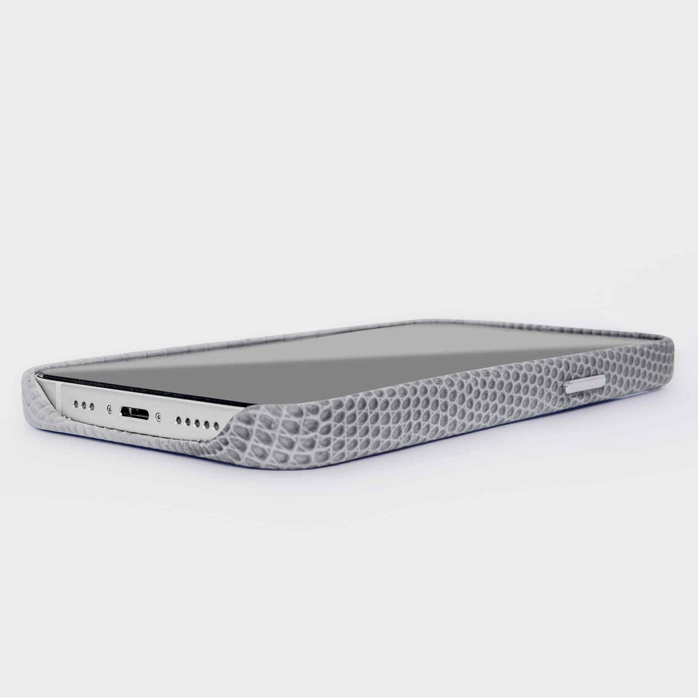 Serpent Hue Leather iPhone 13 Pro Case in Grey #color_grey