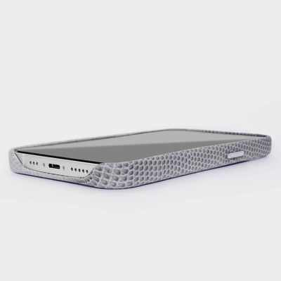 Serpent Hue iPhone 13 Pro Leather Case in Grey #color_grey
