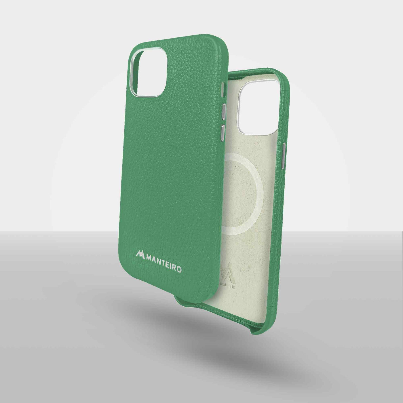 Grain Embossed Leather iPhone 12 Case in Jade Green #color_jade-green
