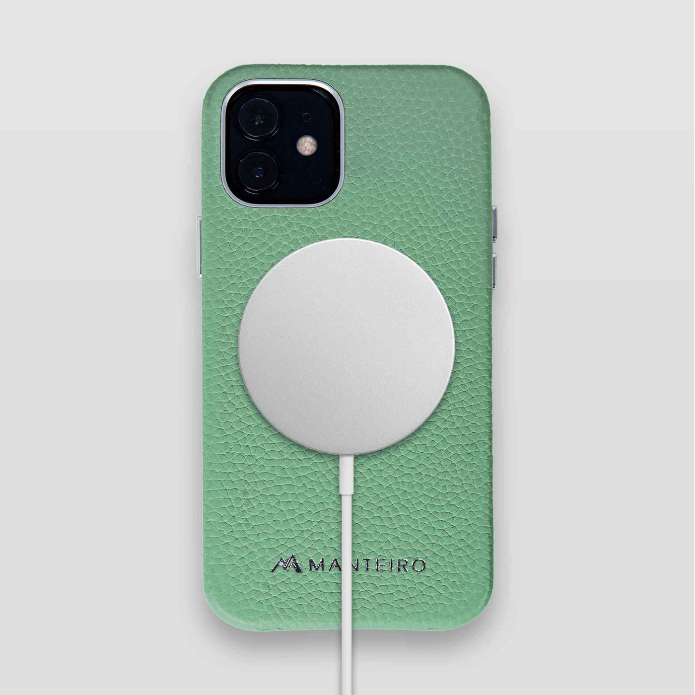 Grain Embossed Leather iPhone 12 Case in Jade Green #color_jade-green