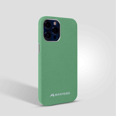 Grain Embossed Leather iPhone 12 Pro Max Case in Jade Green #color_jade-green