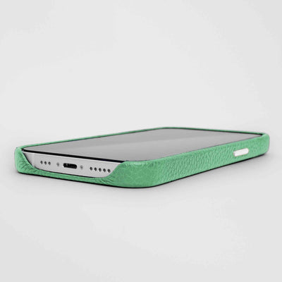 Grain Embossed Leather iPhone 13 Case in Jade Green #color_jade-green