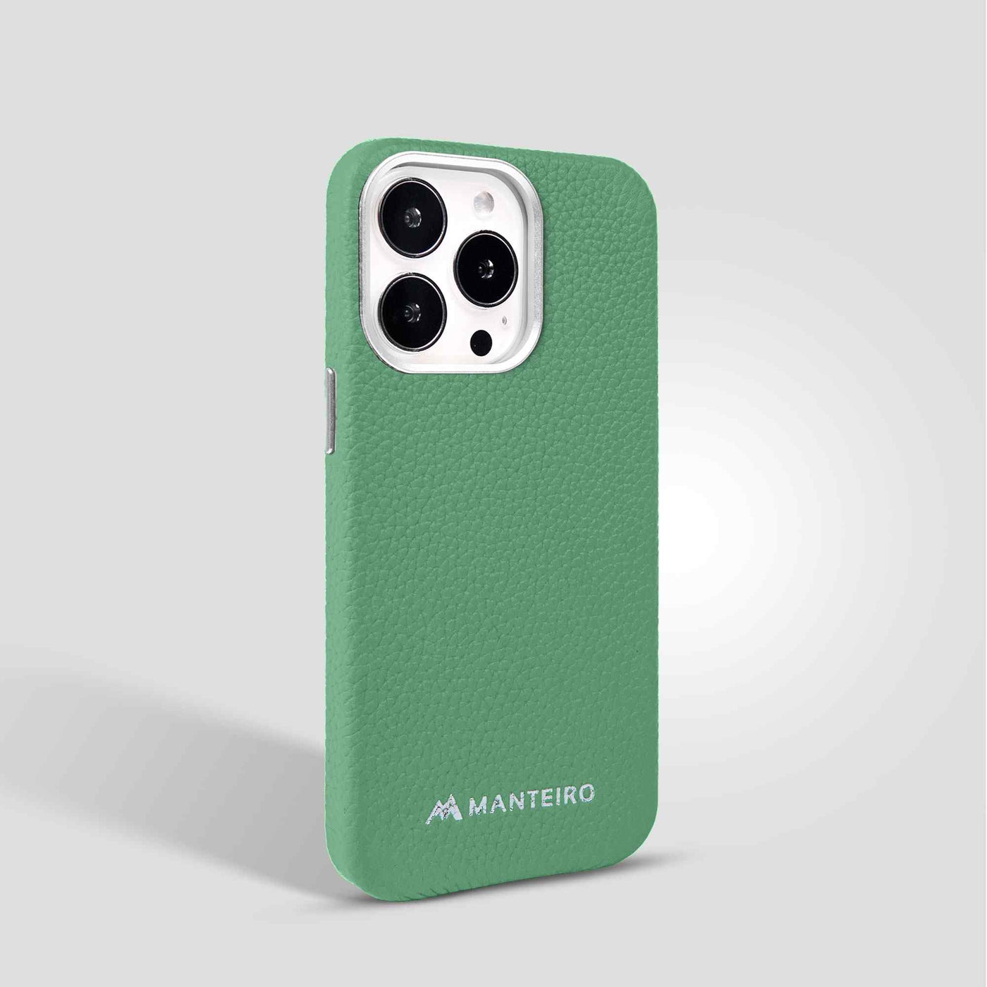 Grain Embossed Leather iPhone 13 Pro Case in Jade Green #color_jade-green