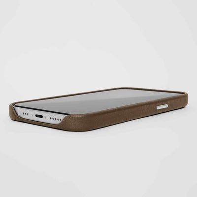 Classic Leather iPhone 12 Pro Max Case in Pale Brown #color_pale-brown
