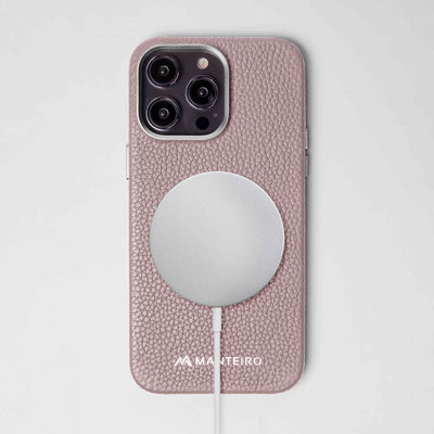 Grain Embossed Leather iPhone 14 Pro Max Case in Pastel Pink #color_pastel-pink