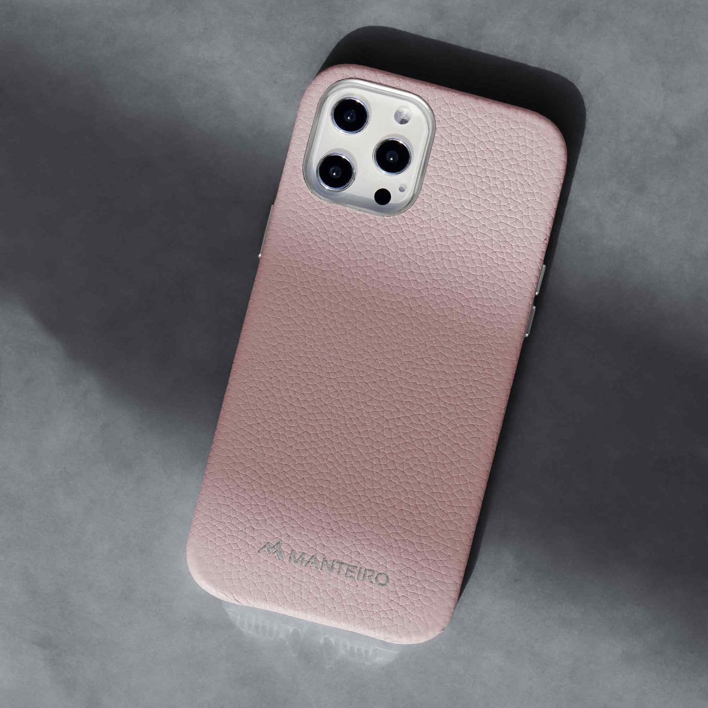 Grain Embossed Leather iPhone 12 Pro Max Case in Pastel Pink #color_pastel-pink