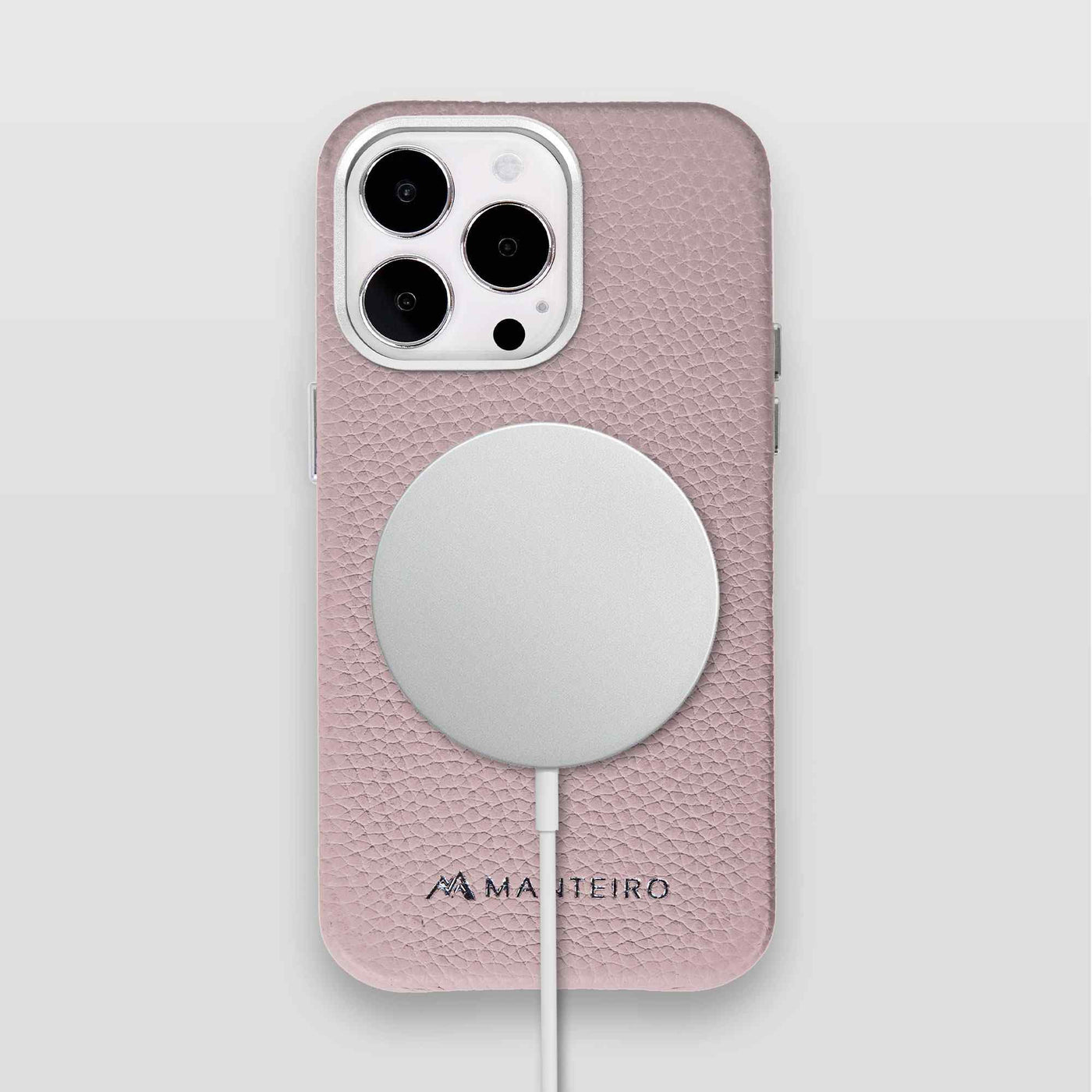 Grain Embossed Leather iPhone 13 Pro Case in Pastel Pink #color_pastel-pink