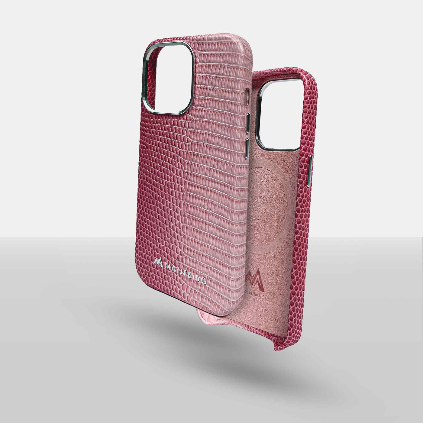 Serpent Hue iPhone 13 Pro Leather Case in Pink #color_pink