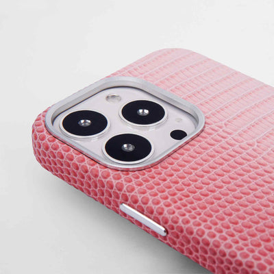 Serpent Hue Leather iPhone 13 Pro Case in Pink #color_pink