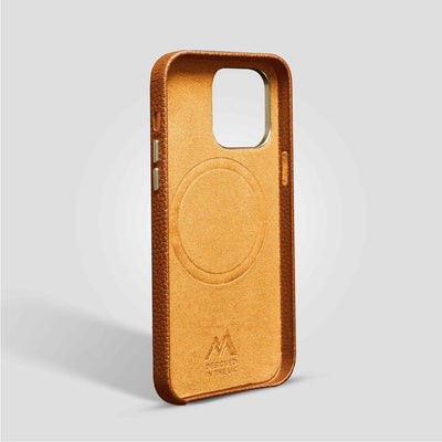 Grain Embossed Leather iPhone 14 Pro Case in Russet #color_russet