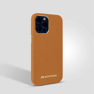Grain Embossed Leather iPhone 12 Pro Max Case in Russet #color_russet