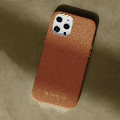 Grain Embossed Leather iPhone 12 Pro Max Case in Russet #color_russet