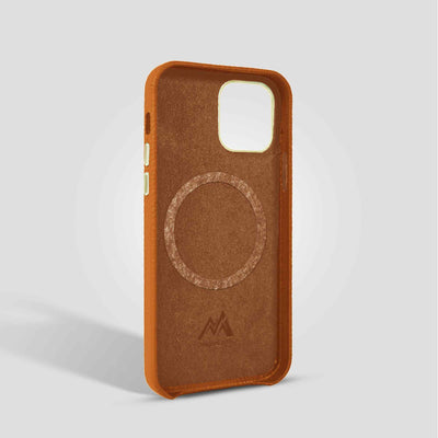 Grain Embossed Leather iPhone 13 Case in Russet #color_russet