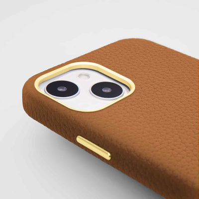 Grain Embossed Leather iPhone 13 Case in Russet #color_russet