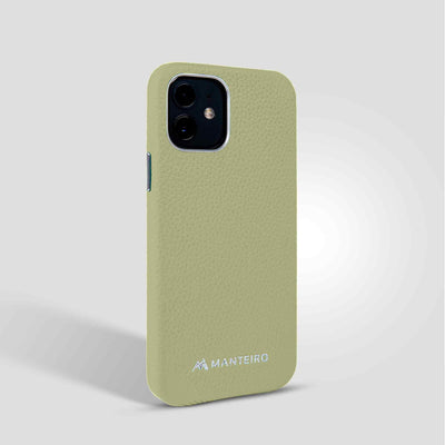 Grain Embossed Leather iPhone 12 Case in Sage Green #color_sage-green