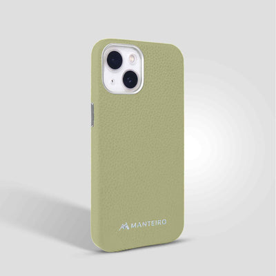 Grain Embossed Leather iPhone 13 Case in Sage Green #color_sage-green