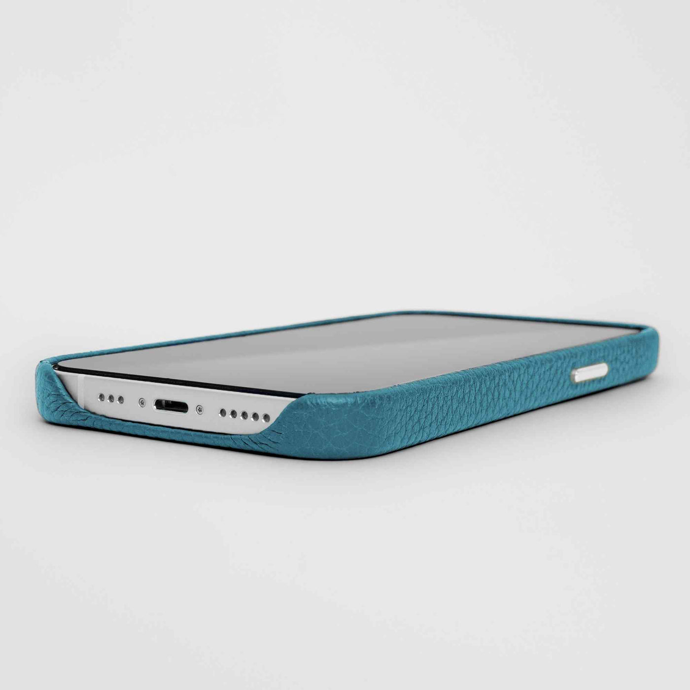 Grain Embossed Leather iPhone 13 Case in Saxe Blue #color_saxe-blue